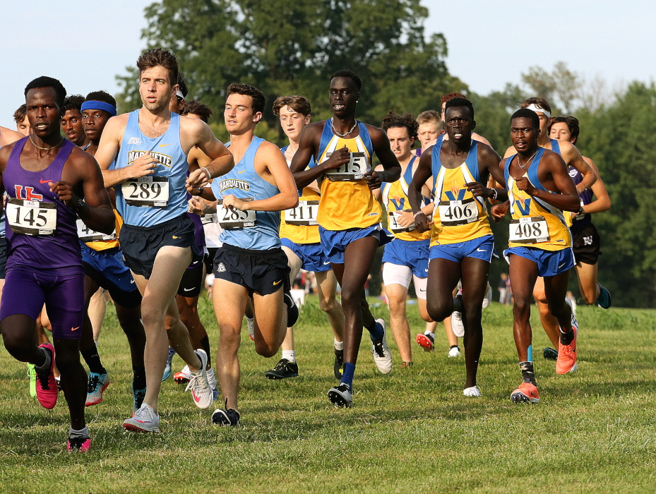 Members of the VU Blue Crew Club running together