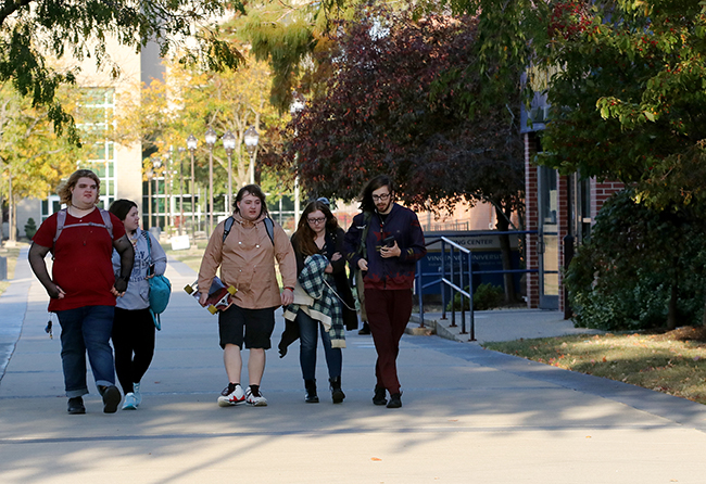 Students walking by Tecumseh Dining Center