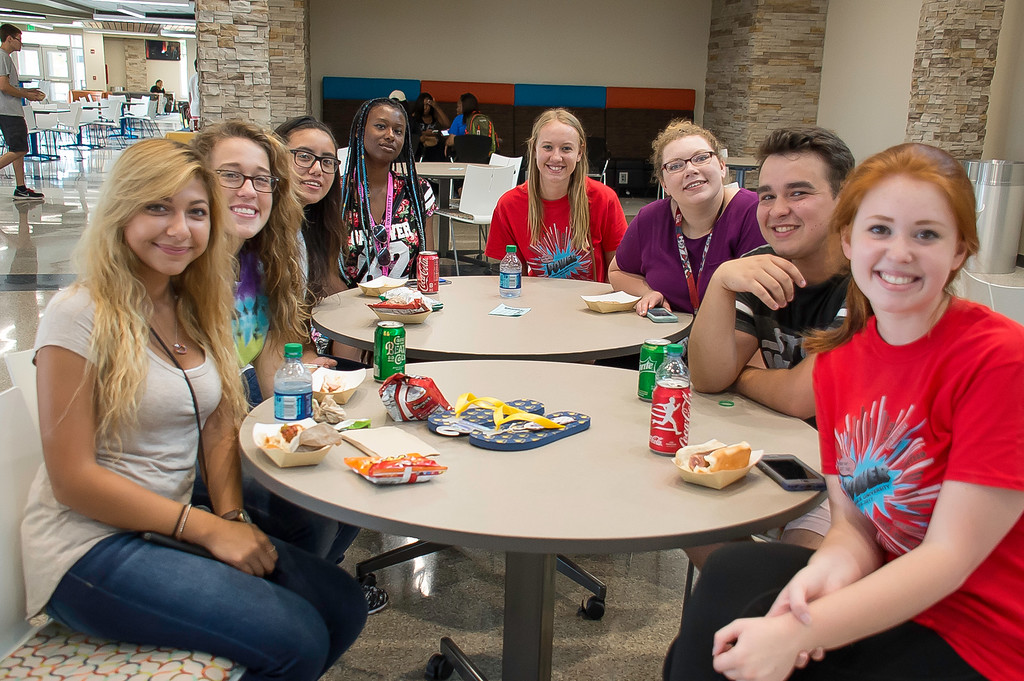 A group of students at Jefferson Student Union eating snacks