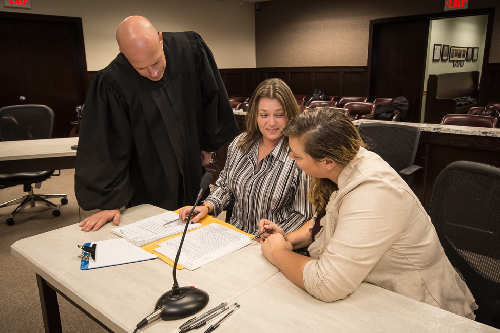 A group of lawyers going over the details of a case