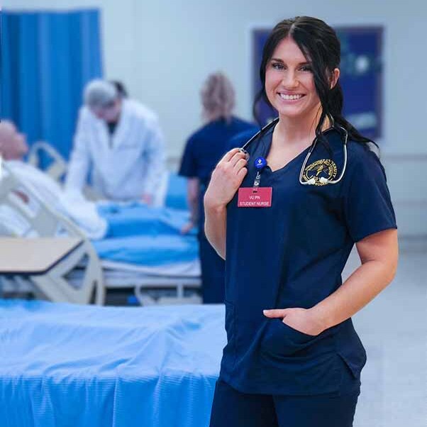 A female nursing student posing for a photo
