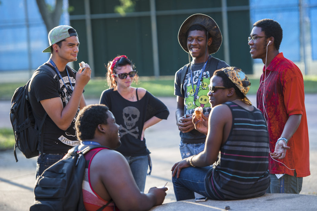 Students enjoying the ice cream social