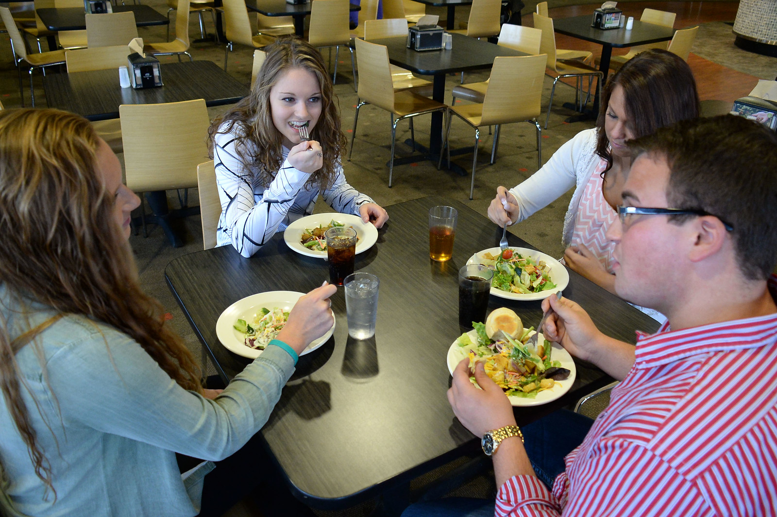 Students and Staff enjoying a meal together at Tecumseh Dining Center