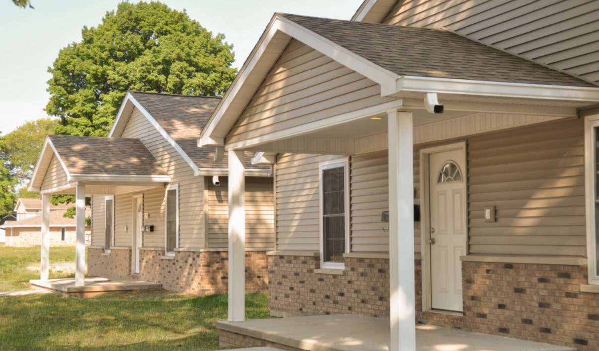 Third Street Apartments view of the front porches