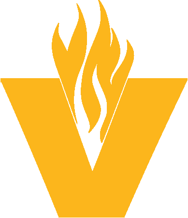 Vincennes University V with flames logo